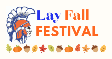 Lay Trojan mascot, Fall Festival text, fall decor